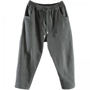 Relax-Fit Cotton Cargo Pants Korean Drawstring Tapered Pants