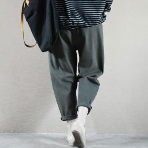 Relax-Fit Cotton Cargo Pants Korean Drawstring Tapered Pants