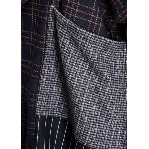 No Buttons Plus Size Checkered Coat Wool Striped Duster Coat