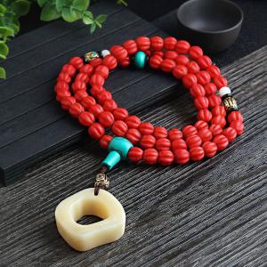 Folk Fashion Bone Carving Long Sweater Necklace