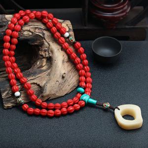 Folk Fashion Bone Carving Long Sweater Necklace