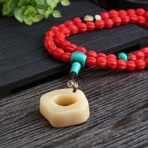 Folk Fashion Bone Carving Long Sweater Necklace