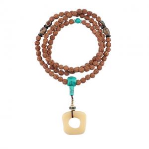 Chinese Ethnic Bone Engrave Long Necklace