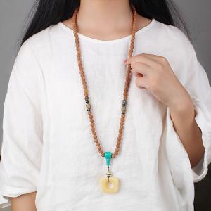 Chinese Ethnic Bone Engrave Long Necklace