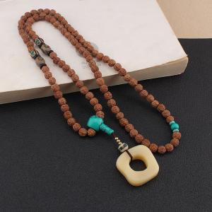 Chinese Ethnic Bone Engrave Long Necklace