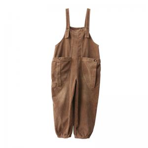 Big Straight Pockets Corduroy Overalls Solid Colors Baggy Dungarees