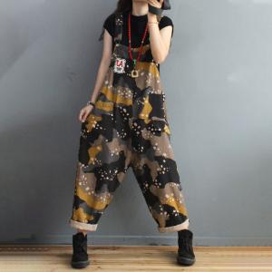 Street Fashion Cotton Camo Overalls Letter Patchwork 90s Fashion Overalls