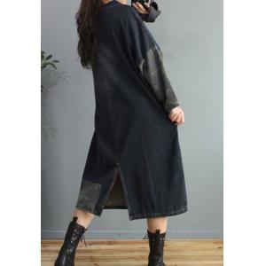 Original Design Oversized Jean Shirt Dress Big Pocket Camo Midi Dress