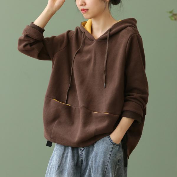 Contrast Color Oversized Hoodie Cotton Korean Pullover Hoodie for Women