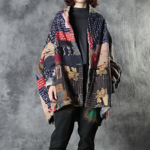 Japanese Style Oversized Winter Puffer Printed Short Padded Coat