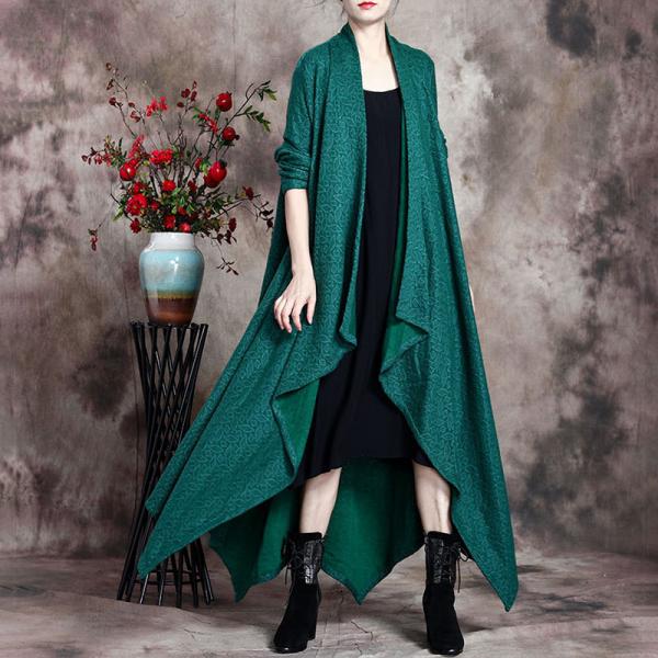 Beautiful Jacquard Woolen Outerwear Asymmetrical Waterfall Cardigan