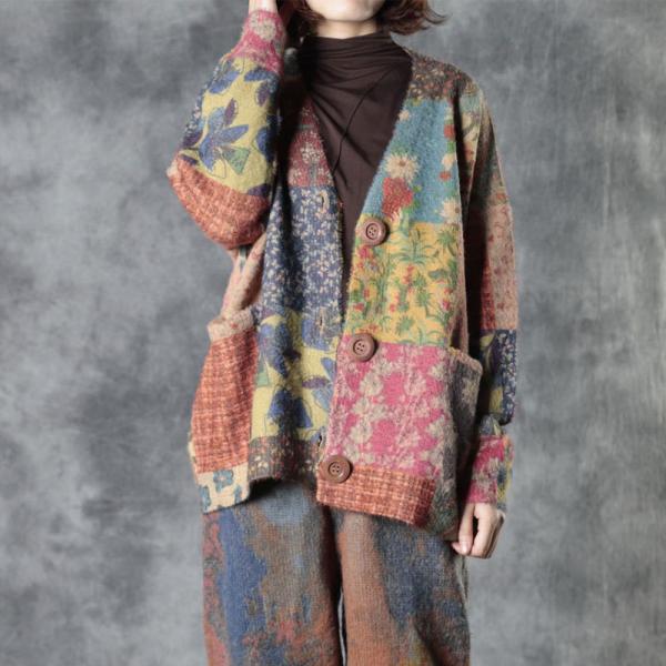 Soft Printed Short Cardigan Button Fly Sweater Cardigan