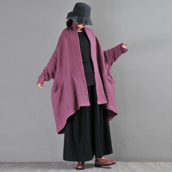 Original Custom Plus Size Cardigan Shawl Collar Cotton Linen Coat