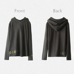 Leisure Style Folk Embroidered T Shirt Cotton Plain Hoodie