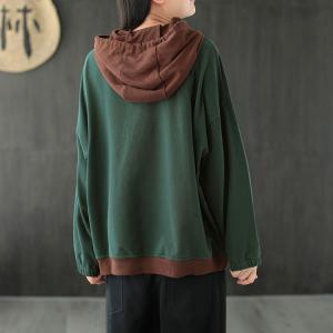 Puff Sleeve Flowers Embroidered Hoodie Oversized Hooded T-shirt