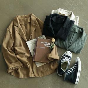 Straight Pockets Oversized Blazers Casual Ramie Blazer for Women