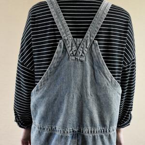 V-Neck Button Fly Plus Size Overalls Patchwork Womens Jean Dungarees