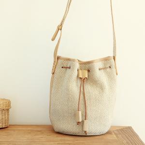 Classic Checkered / Printed Bucket Bag Cotton Linen Cross Bag