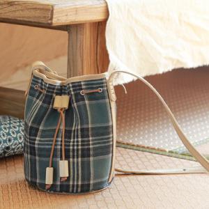 Classic Checkered / Printed Bucket Bag Cotton Linen Cross Bag