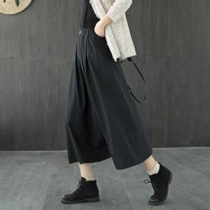 Ladylike Cotton Maxi Skirt Plain Pleated A-Line Skirt