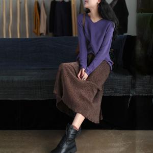 Loose-Fitting V-Neck Pullover Sweater Knitting Oversized Sweater