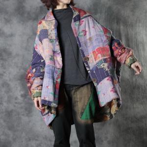 Folk Fashion Designer Padded Jacket Printed Cotton Linen Quilted Coat