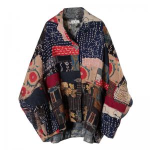 Japanese Style Oversized Winter Puffer Printed Short Padded Coat