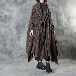 Senior Women Large Wool Poncho Womens Long Dotted Wrap Coat