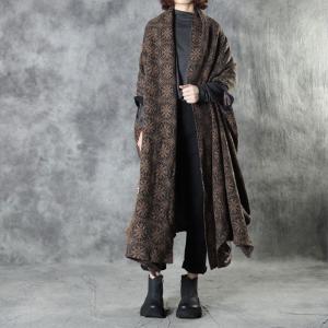 Senior Women Large Wool Poncho Womens Long Dotted Wrap Coat