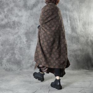 Senior Women Large Wool Poncho Womens Long Dotted Wrap Coat