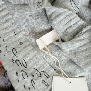 Casual Style Character Printed Sweater Wool Blend Gray Knit Clothes