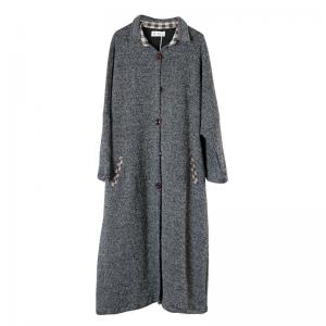 Korean Office Gray Long Coat Single-Breasted Womens Winter Coats