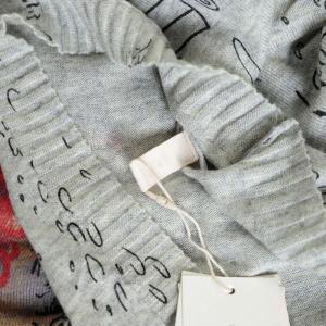 Newspaper Lookalike Letter Pullover Sweater Wool Blend Tunic Sweater
