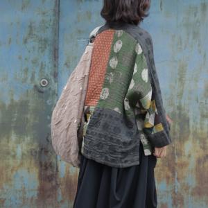 Japanese Style Dotted Quilted Coat Cotton Linen Kimono Jacket