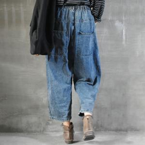 Street Fashion Patchwork 90s Mom Jeans Denim Ripped Cropped Jeans