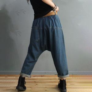 Color Fade Baggy Harem Pants Womens Tapered Jeans