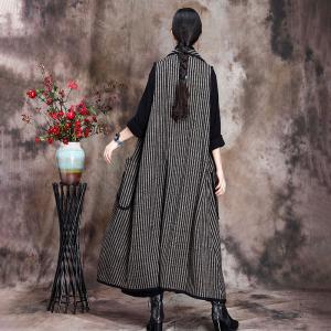 Big Pockets Long Striped Vest Womens Alpaca Vest Coat