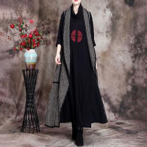 Big Pockets Long Striped Vest Womens Alpaca Vest Coat