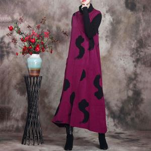 Bright Colored High Neck Jumper Dress Loose Winter Elegant Dress