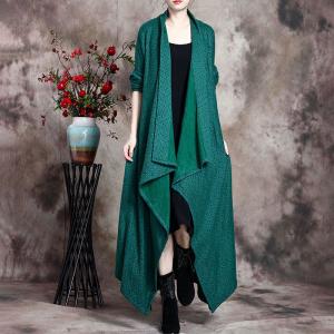 Beautiful Jacquard Woolen Outerwear Asymmetrical Waterfall Cardigan