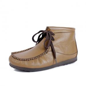 Hand Sewing Desert Boots Women Cowhide Leather Ankle Boots