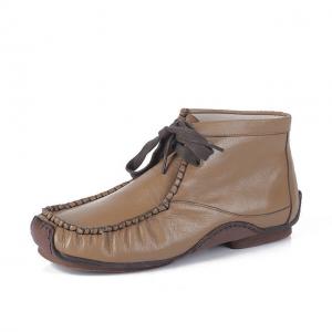 Low Heel Lace Up Short Boots Casual Sheepskin Leather Handmade Shoes