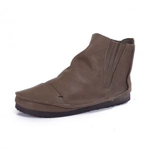 Round Toe Womens Desert Boots Flat Cowhide Leather Bootie