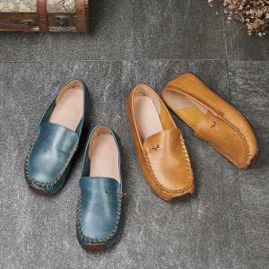 Bright Leather Vintage Mom Flats Cozy Slip on Designer Loafers