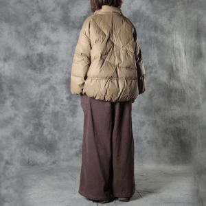Dark Khaki Womens Duck Down Coat Front Zip Loose Padded Coat