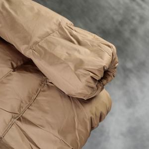 Dark Khaki Womens Duck Down Coat Front Zip Loose Padded Coat