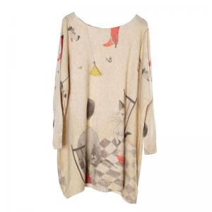 Cute Cat Long Sleeve Tunic Sweater Loose Knitting Wool Clothes