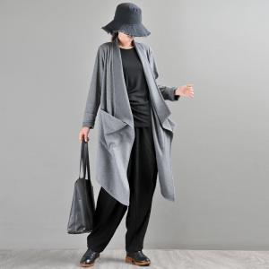 Shawl Collar Gray Outerwear Asymmetrical Designer Waterfall Cardigan