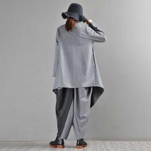 Shawl Collar Gray Outerwear Asymmetrical Designer Waterfall Cardigan