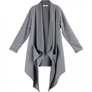 Shawl Collar Gray Outerwear Asymmetrical Designer Waterfall Cardigan